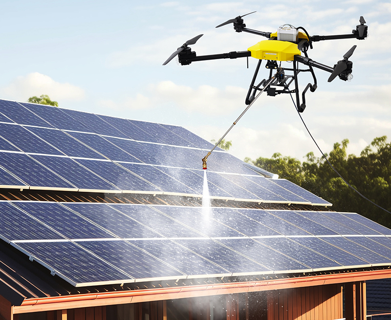 Drone nettoyant panneaux solaires
